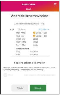 Ändrade schemaveckor