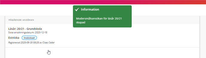 Bekräftelse ansökan