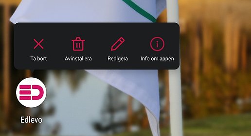 Skärmklipp som visar var olika funktioner som kommer upp när man klickar på Edlevo.
