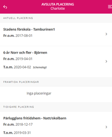 Avsluta placering