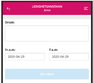 Ledighetsansökan skriv in orsak