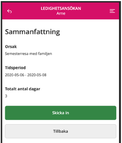 Ledighetansökan ange sammanfattning